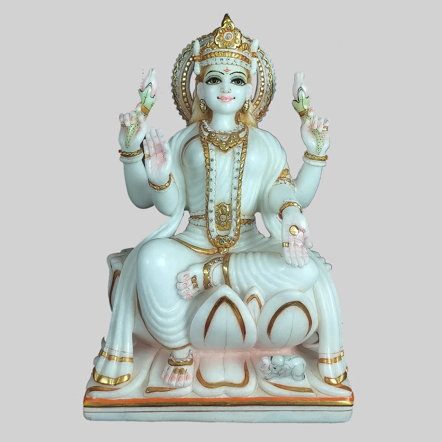 Marble Hand Painted Laxmi on Lotus 15 in_1 | Indian product Online Shopping Store