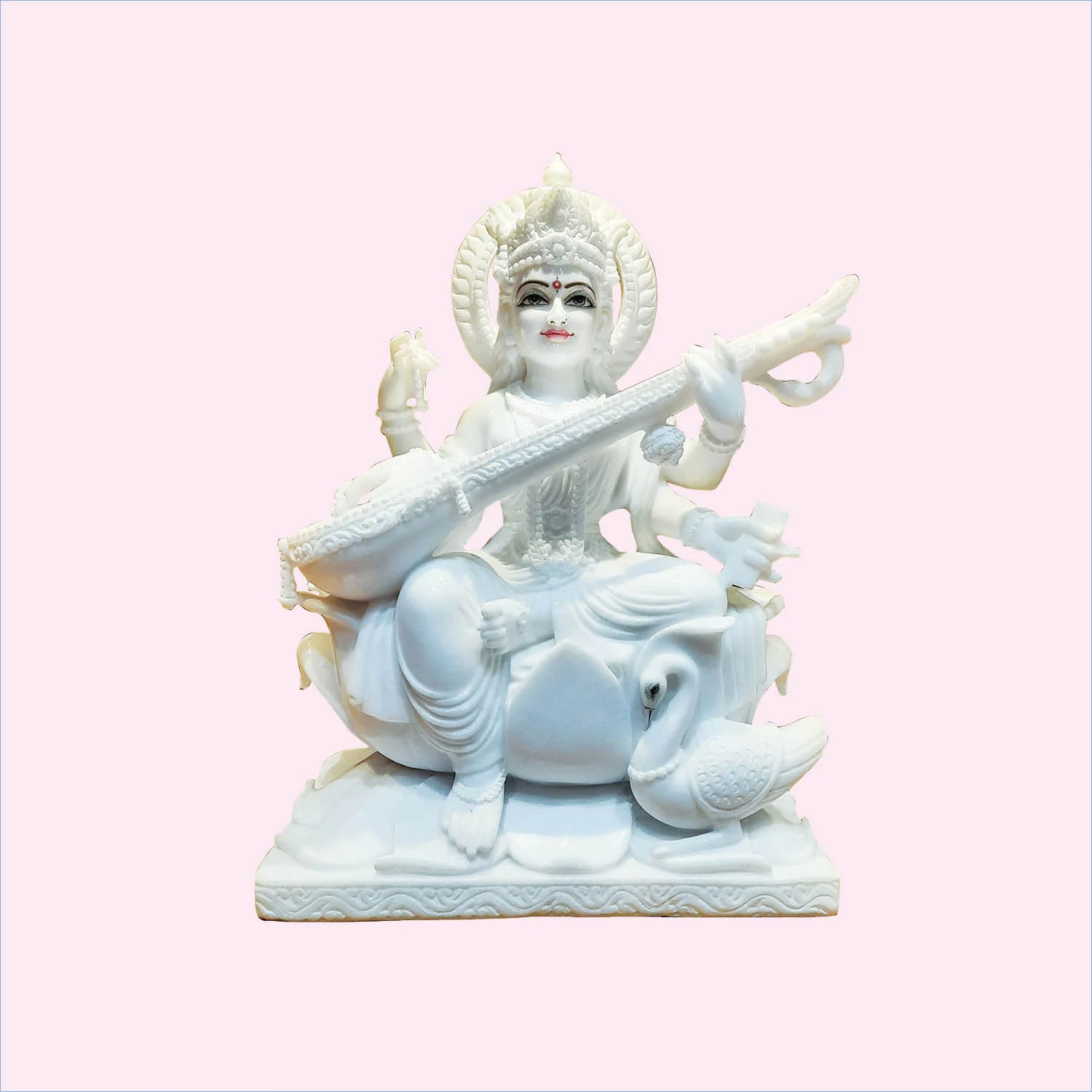 Marble Saraswati Sitting on Lotus 24 in_1 | Indian product Online Shopping Store