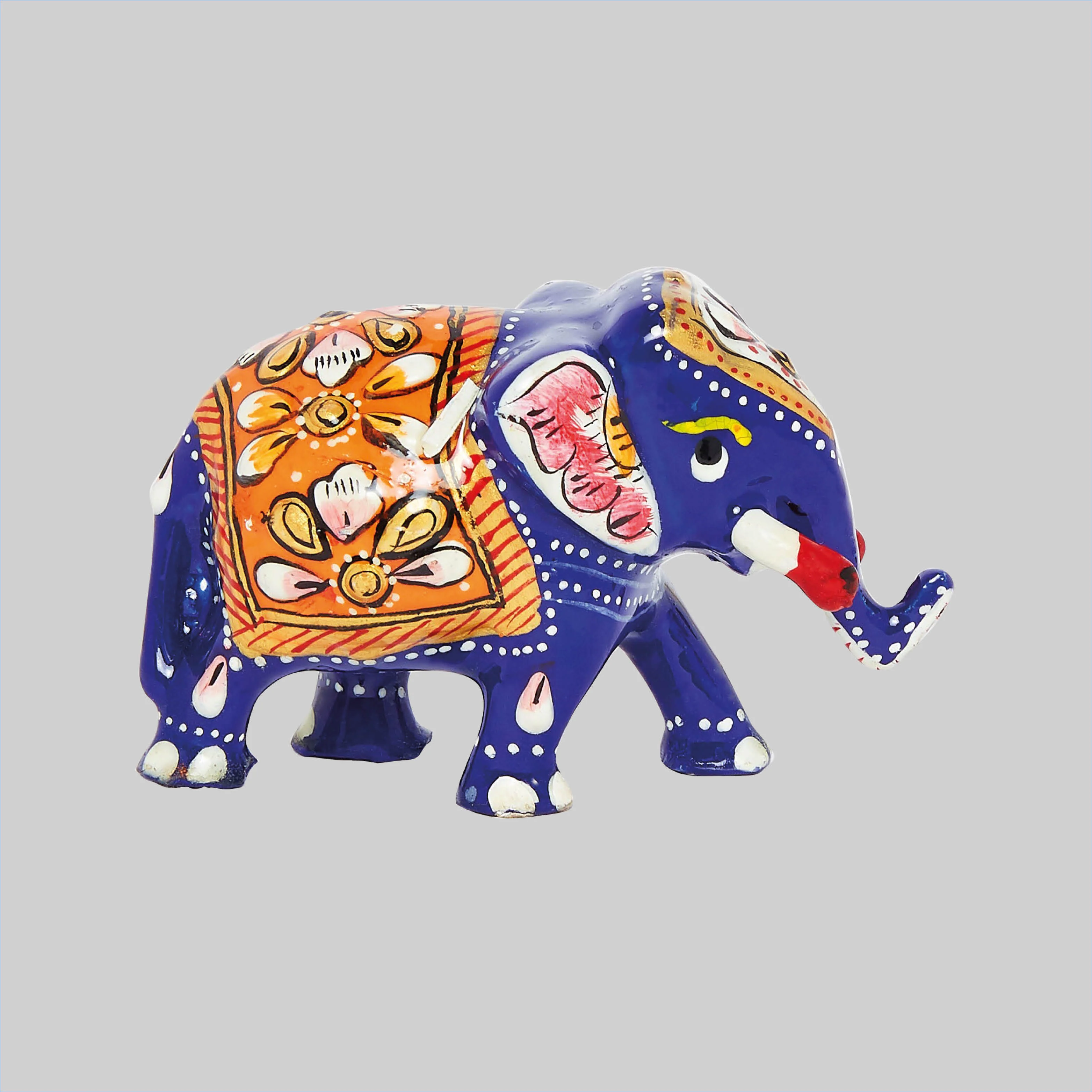 Metal Enamel Handpainted Elephant Trunk Down 2 in_1 | Indian product Online Shopping Store