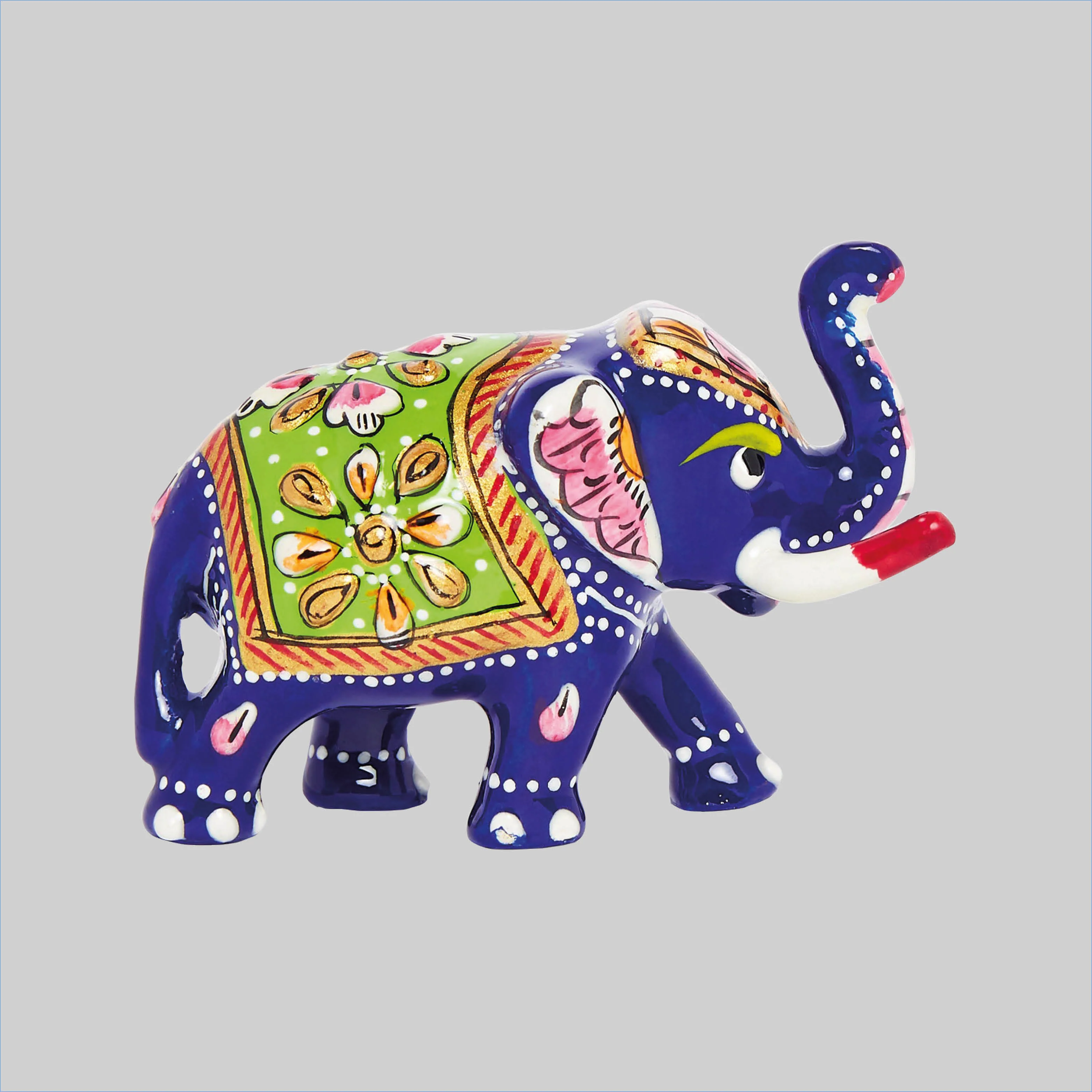 Metal Enamel Handpainted Elephant Trunk Up 2 in_1 | Indian product Online Shopping Store