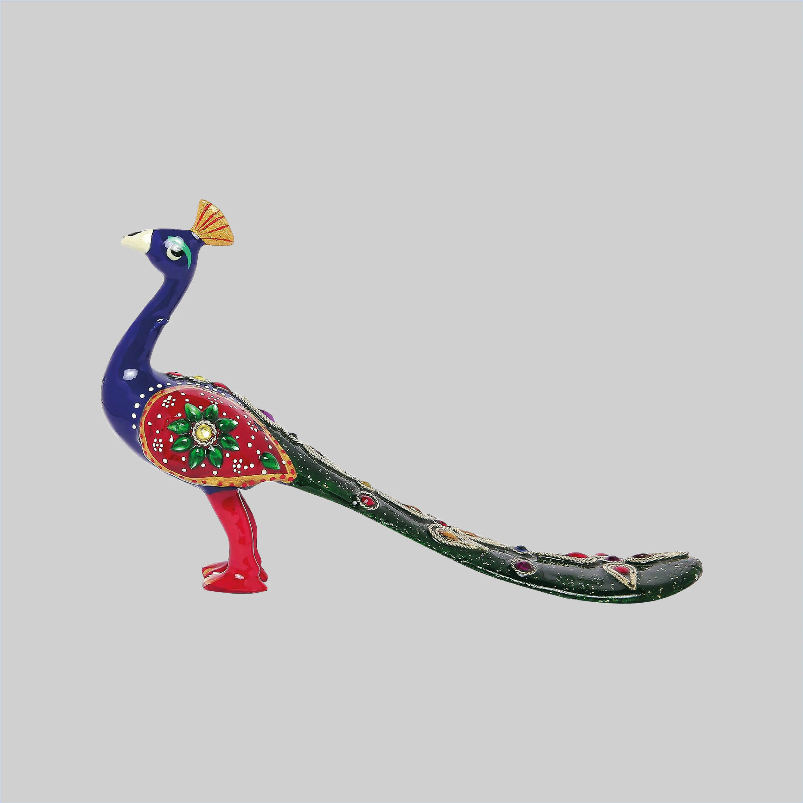 Metal Enamel Handpainted Peacock with Chamki 4 in_1 | Indian product Online Shopping Store