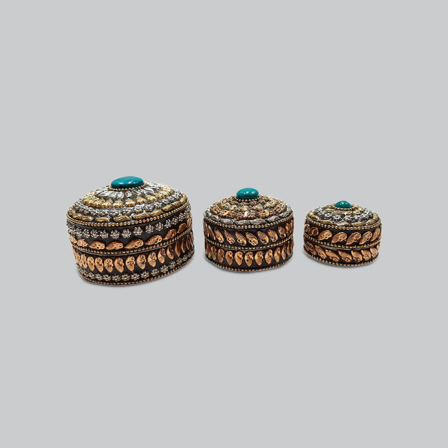 Metal Round Shape Box Set of 3_1 | Indian product Online Shopping Store