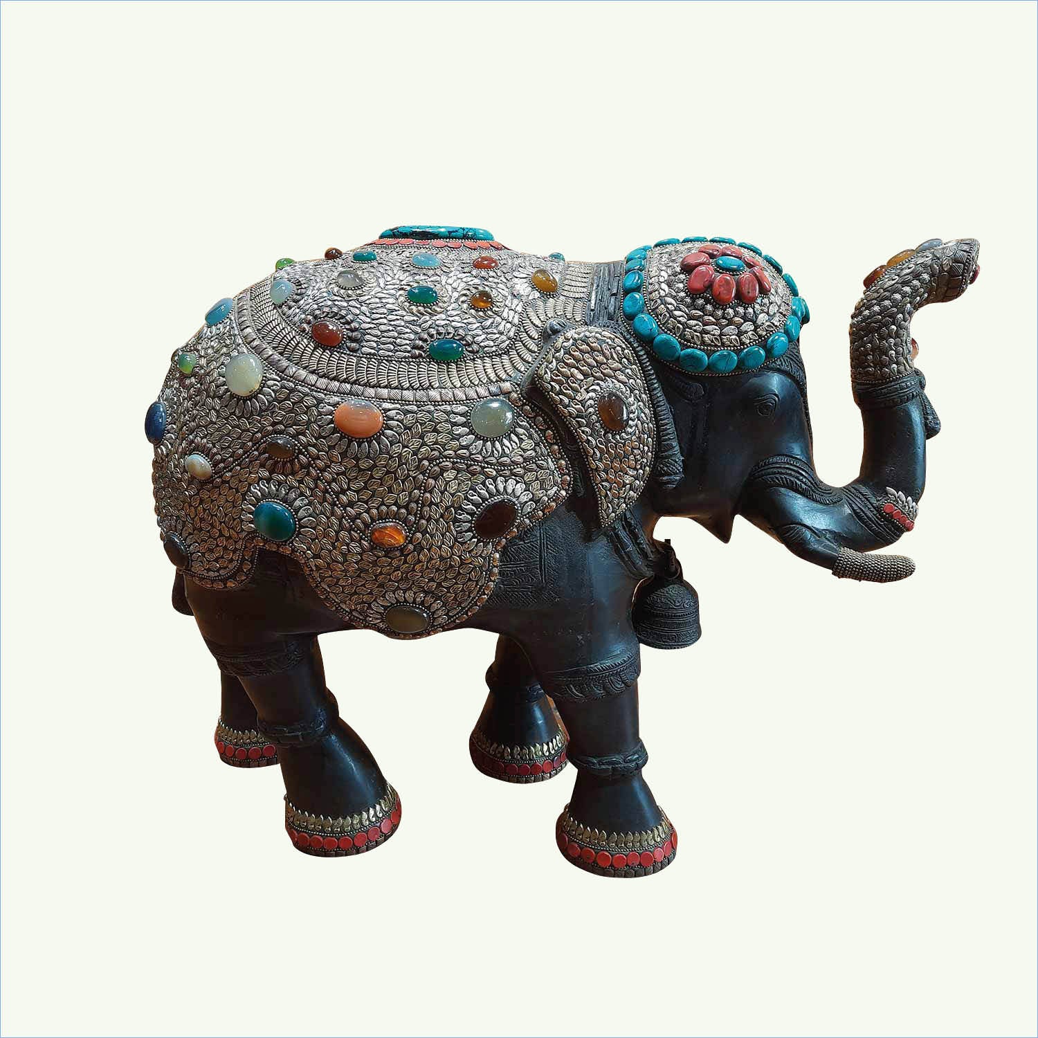 Metal Stone Decorated Elephant 13 in_1 | Indian product Online Shopping Store