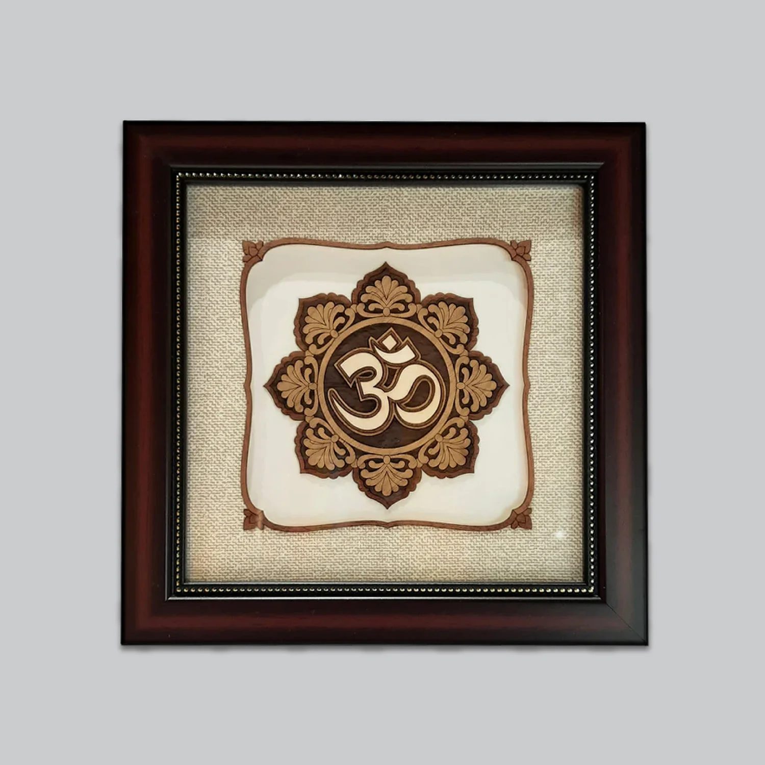 Om Wooden Art Frame 8 x 8 in_1 | Indian product Online Shopping Store
