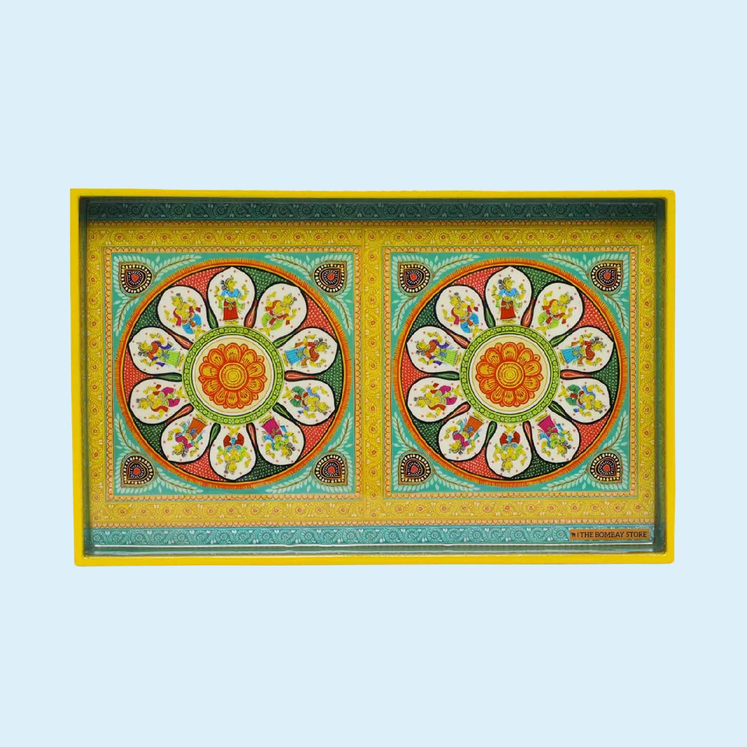 Pattachitra Folktales Rectangle Enamel Medium Tray_1 | Indian product Online Shopping Store