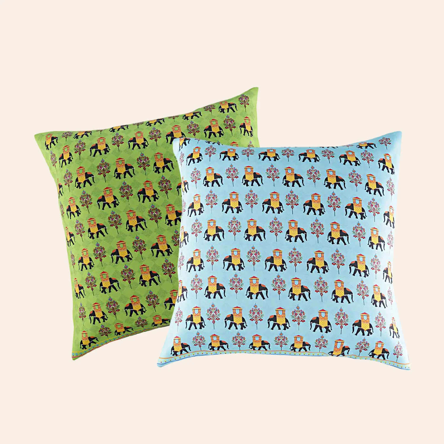 Royal Tusker Satin Cushion Covers - 16 in x 16 in - Set of 2 | Indian product Online Shopping Store