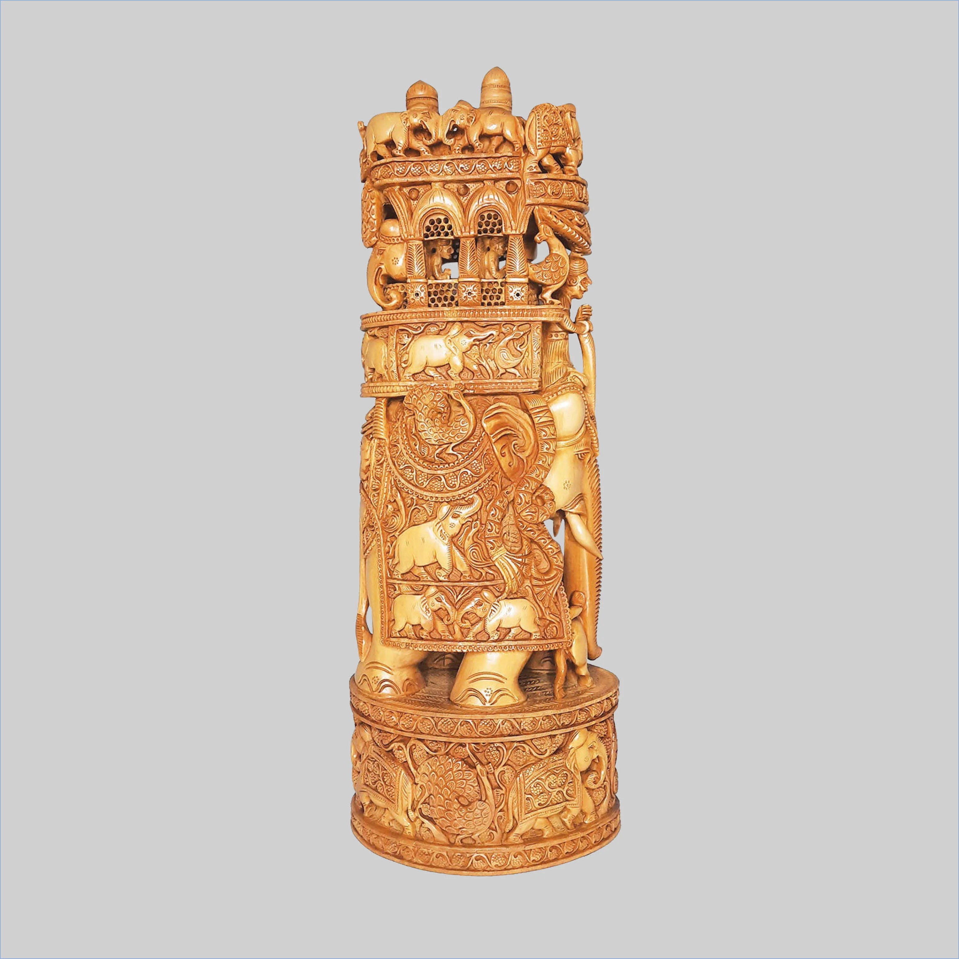Sandalwood Ambari Elephant with Shikar Carving 20 in_1 | Indian product Online Shopping Store