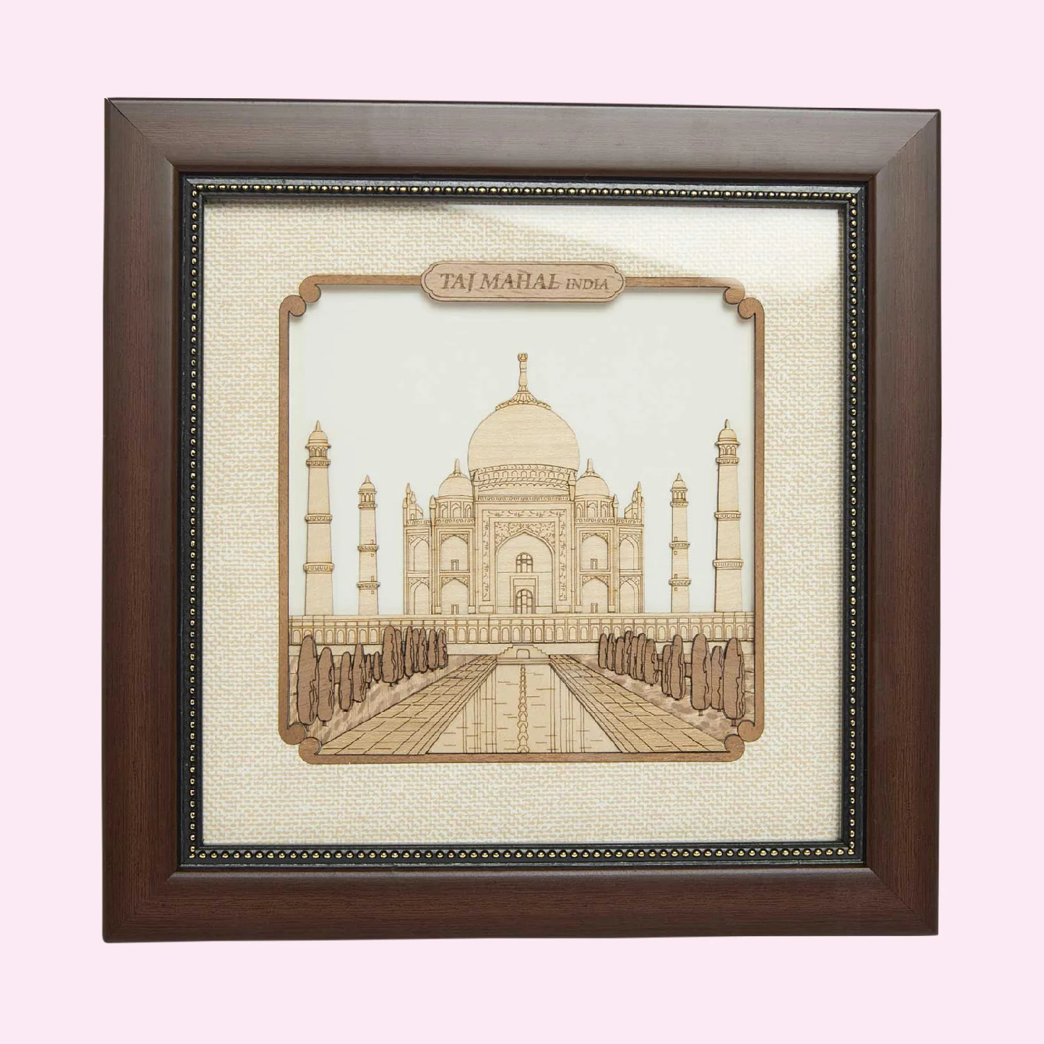 Taj Mahal Wood Art Frame 8 in x 8 in_1 | Indian product Online Shopping Store