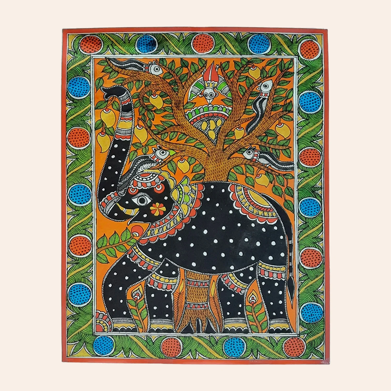 Traditional Art Canvas Madhubani 16 in 20 in | Indian product Online Shopping Store