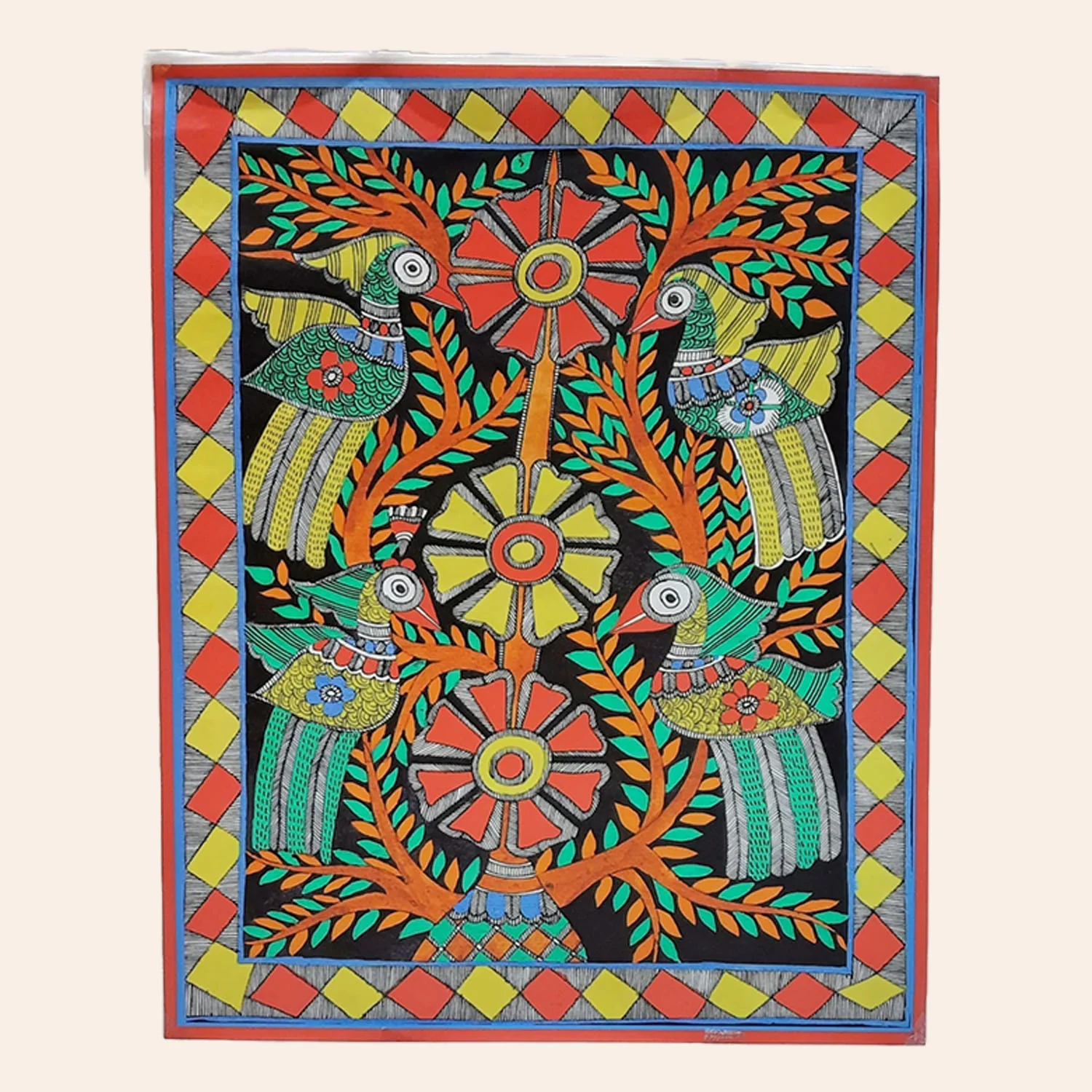 Traditional Art Canvas Madhubani 16 in x 20 in | Indian product Online Shopping Store