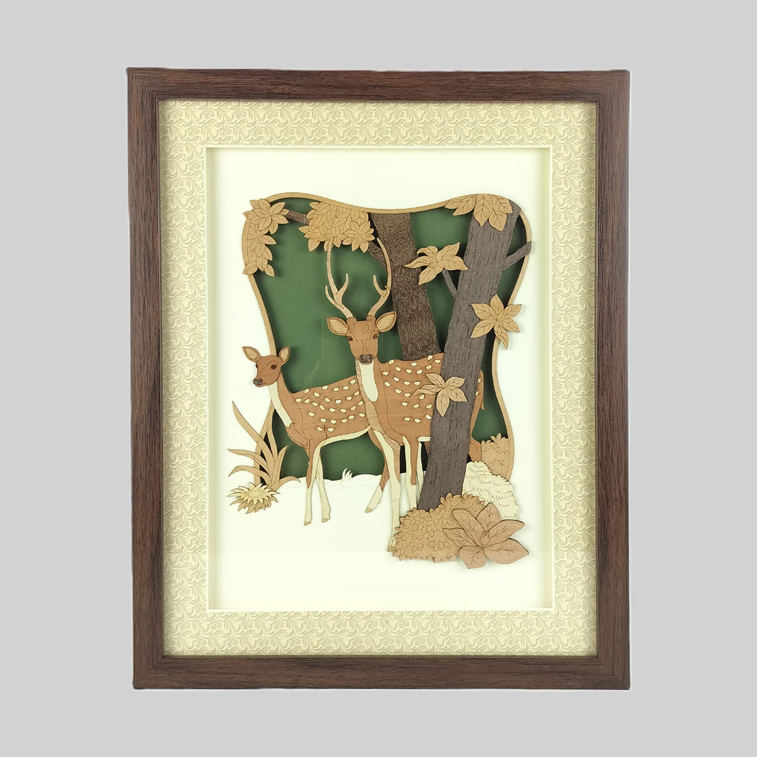 Two Deers Wood Art Frame 12 in x 15 in_1 | Indian product Online Shopping Store