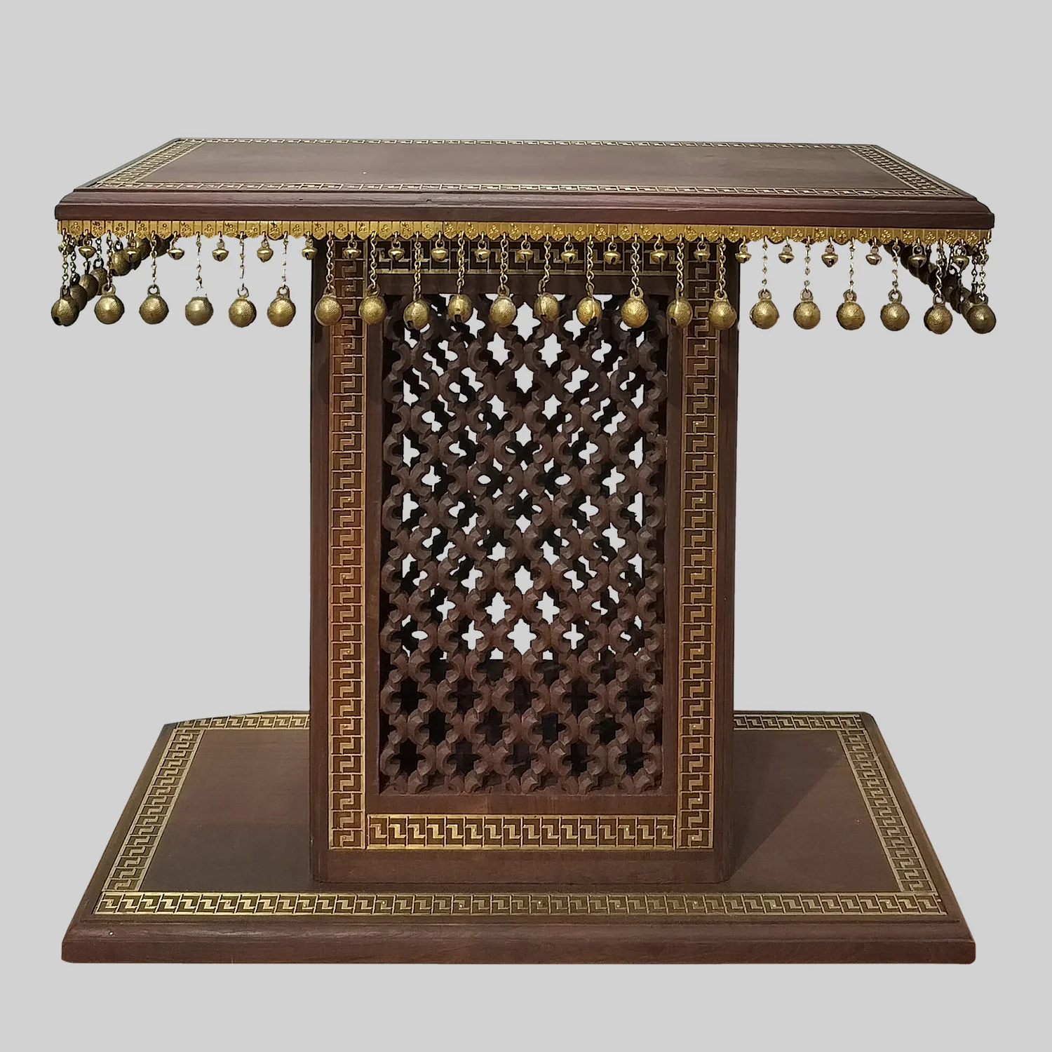 Wood Pedestal with Bells 30 in x 26 in_1 | Indian product Online Shopping Store