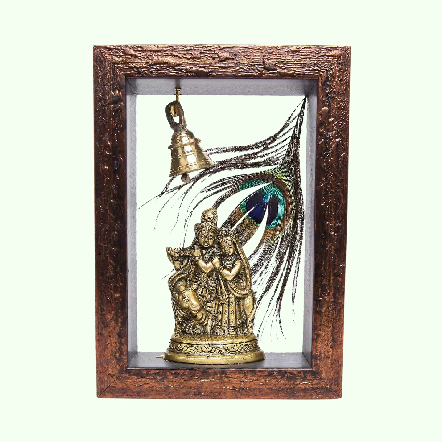 Wooden Temple Frame with Radha Krishna 5 in x 7 in_1 | Indian product Online Shopping Store