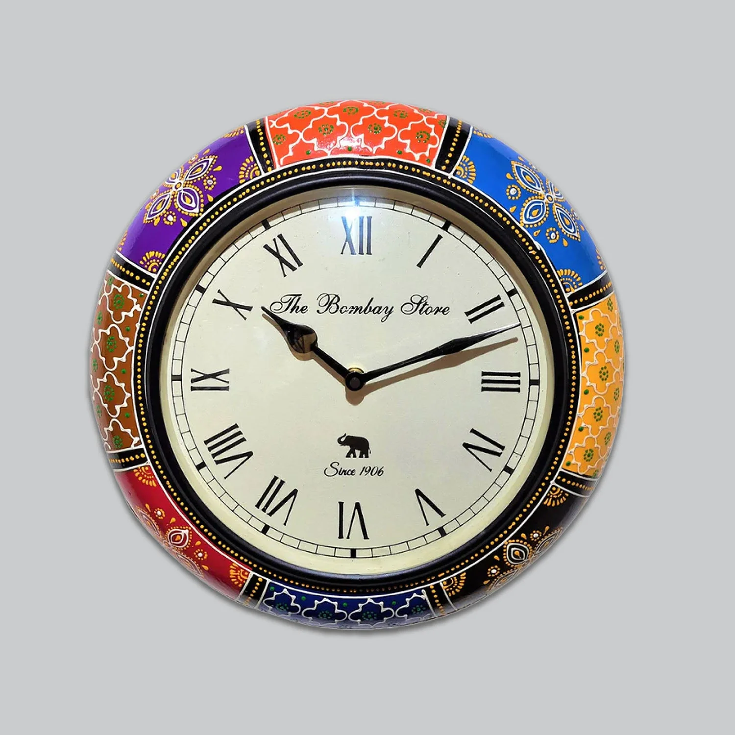 Wooden Wall Clock Handpainted 12 in_1 | Indian product Online Shopping Store