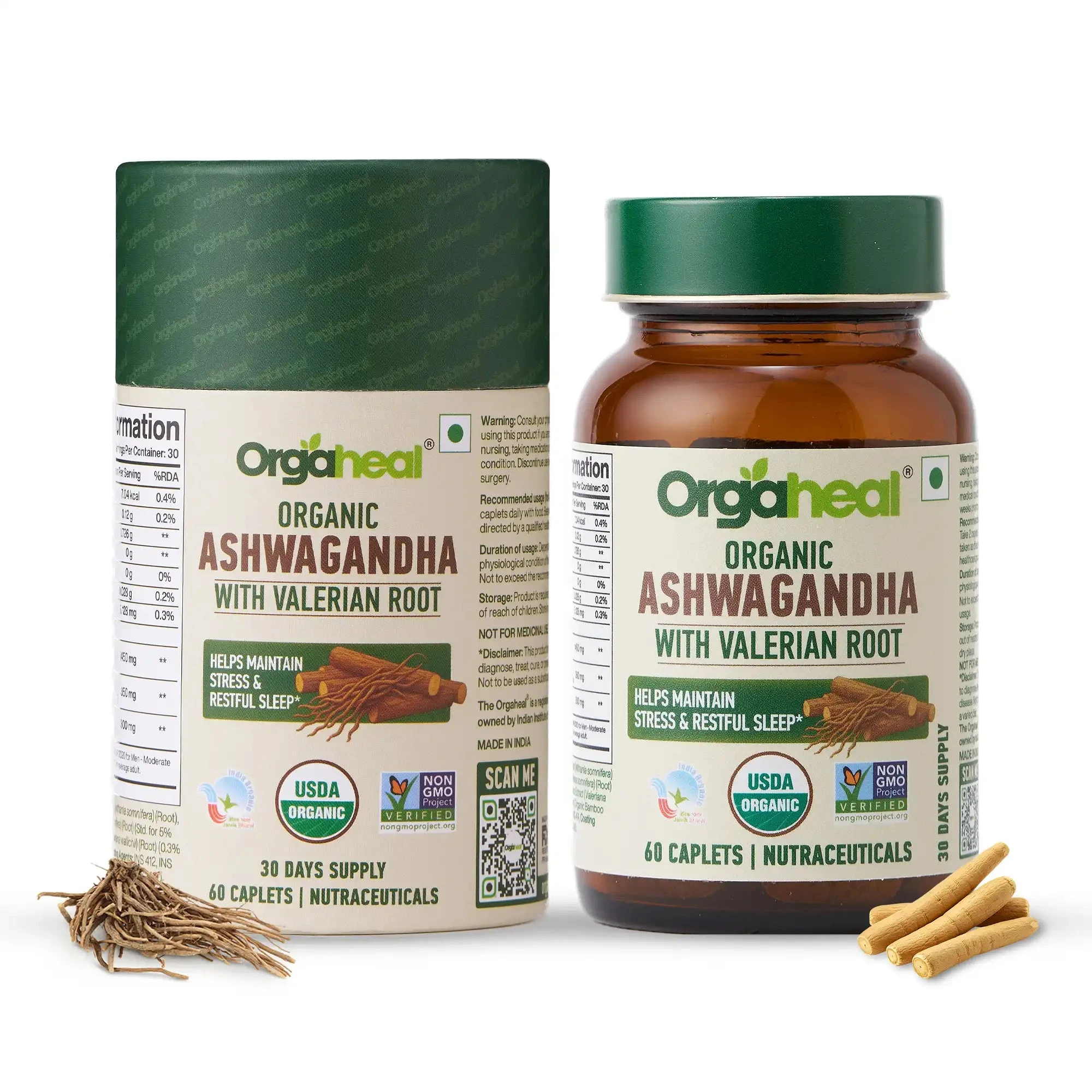 Orgaheal Organic Ashwagandha with Valerian Root | Supports Mental Clarity & Promotes Energy | Certified Organic | Indian product Online Shopping Store